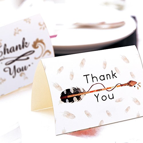 Geekper 16 Thank You Greeting Cards - Folded Thank You Note Cards 4 Designs for Thanksgiving Christmas Wedding Birthday - Envelopes Included 5.9 x 3.9 inch
