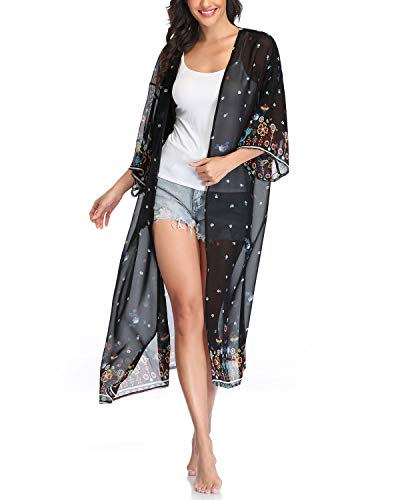 sheer floral kimono cardigan