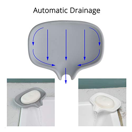 image for SUBEKYU Soap Dish with Draining Tray, Silicone Soap Holder Saver for S