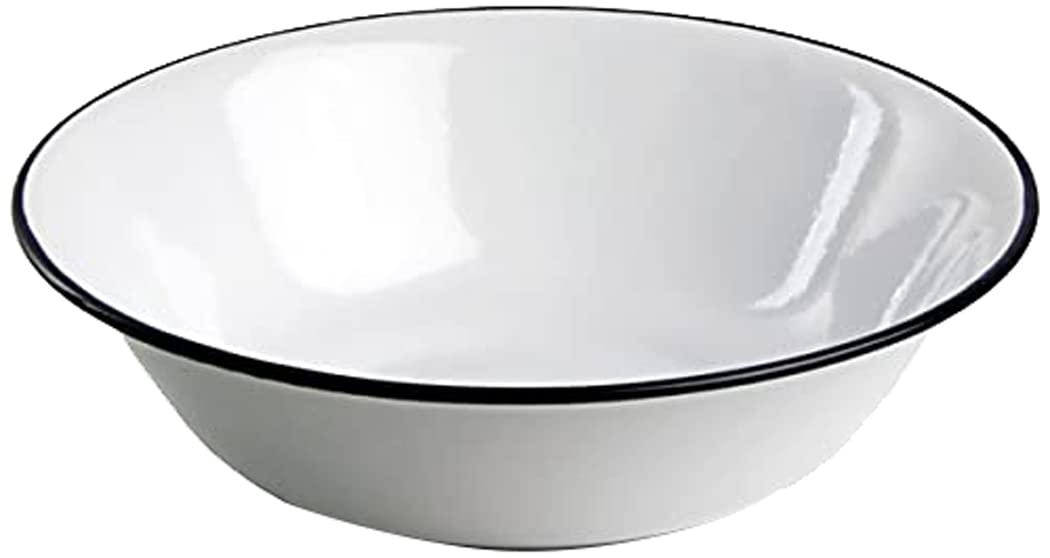 Strider Blue Rim Enamel Bowl 16cm | Rustic, Alloy Steel, 500ml, Ideal for Casual Dining & Camping