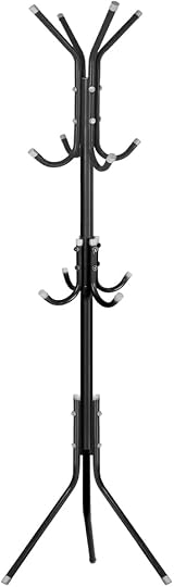 1ABOVE Metal Coat Rack with 12 Hooks, Freestanding, 67 Inch Black view 2