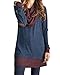 Omerker Womens Scarf Neck Patchwork Long Sleeve Tunic Midi Sweatshirt
