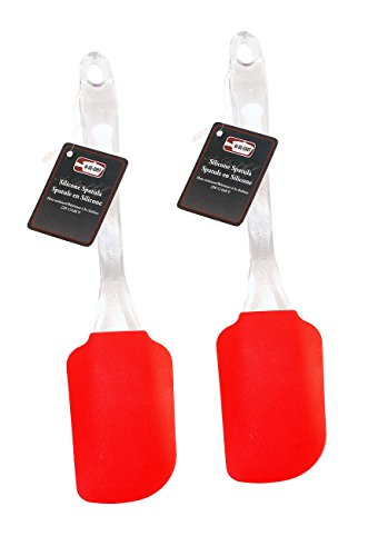 Red Silicone Spatula - Non-Stick Flexible Silicone Spatulas With Hard Plastic Handle - Dishwasher Safe - Heat Resistant Up To 428ºF. By Ai-De-Chef (2-Pack, 9.75