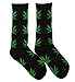 Spring Fever Unisex Marijuana Weed Leaf Printed Crew Socks A Black/Green One Pair