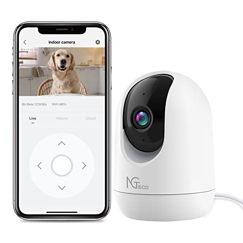 NGTeco 2K-Sicherheitskamera für Innenräume, 3MP Schwenk-Neige-WiFi-Kamera für Haussicherheit/Baby-Monitor/Haustier, Hundekamera mit Bewegungserkennung, Nachtsicht, Kompatibel mit Alexa/Google C2510