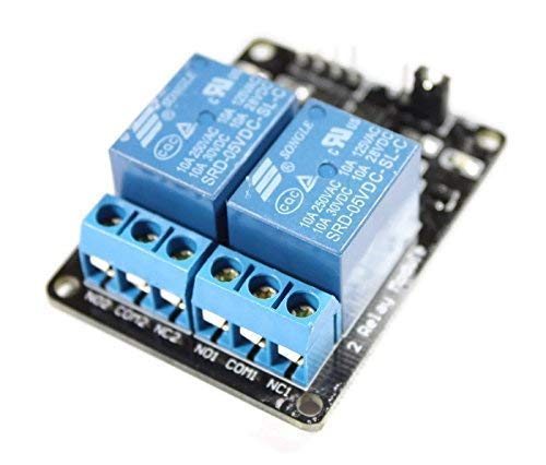 2-channel relay module, 5V relay modules with optocoupler, status LEDs for Arduino and Raspberry Pi
