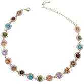 Spevert Colored Crystal Necklaces for Women Dainty Diamonds 14K Gold Cubic Zirconia Necklace Fashion Jewelry