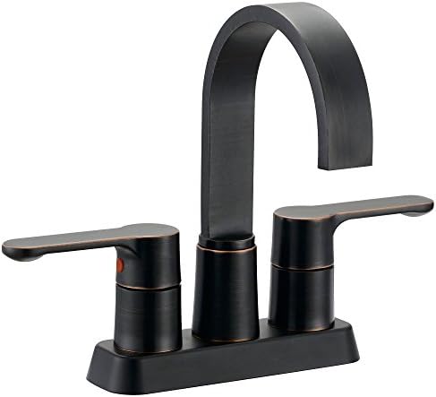 Designers Impressions 655670 Oil Rubbed Bronze Two Handle Lavatory Bathroom Vanity Faucet - Contemporary Bathroom Sink Faucet with Matching Pop-Up Drain Trim Assembly