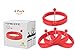 HOMIEHOME Nonstick Silicone Egg Rings Pancake Mold 4 Pack - Red