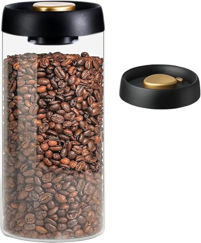 JWWYJ Borosilicate Glass Kitchen Storage Jars, Coffee Canisters with Airtight Lid Seal, Food Storage Containers - Perfect for Coffee Beans, Tea, Sugar, Candy, Spices, Rice (1800ml/60 Ounces)