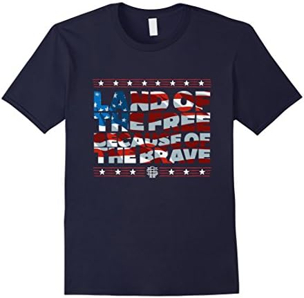 Men's The Land of the Free Because of the Brave Veterans T-Shirts 2XL Navy