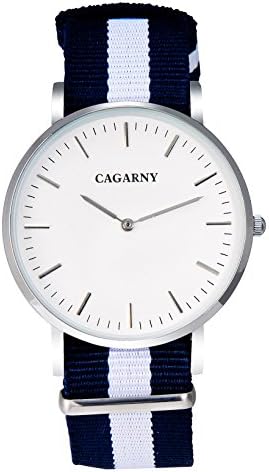 CAGARNY Good Quality Nylon Quartz For mMen And Women Silver Case Watch