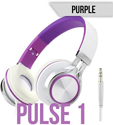 147th Pulse 1 - Noise Cancelling Lightweight Comfortable Headphones on Ear Head Phones for Clear Audio Beats and Sound (Purple)
