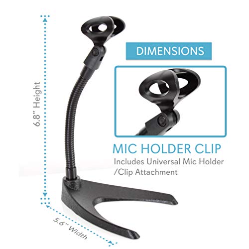 image for Pyle Desktop Microphone Stand - Universal Tabletop Mic Holder w/ Flexi