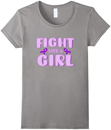 Women's Fight Like A Girl Crohns &amp; Colitis Awareness Ladies Shirt Medium Slate