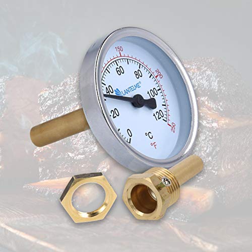 Lantelme Räucherthermometer 120°C Edelstahl mit Messing Befestigungsmutter | Analog Thermometer zum Räuchern von Fisch Fleisch | Für Smoker Räucherofen Räuchertonne Räuchergrill Räucherschrank (5cm) – Bild 5