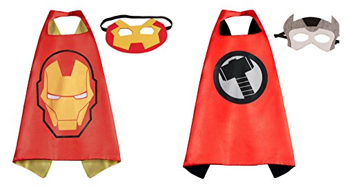 Athena Dress Up Ironman & Thor 2 Capes, and 2 Masks Gift Box Included