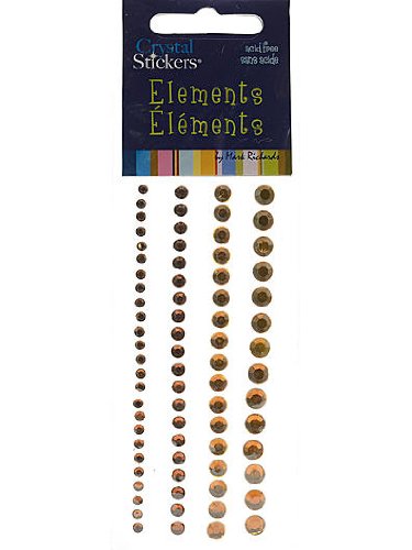 Mark Richards Elements Crystal Stickers 2565 Self-Adhesive 74-Piece Variety Pack Round Rhinestones Crystal Sticker Strips, 3/4/5/6mm, Amber