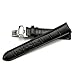 iStrap 22mm Cow Leather Watch Band Alligator Grain Padded Replacement Deployment Strap Black 22