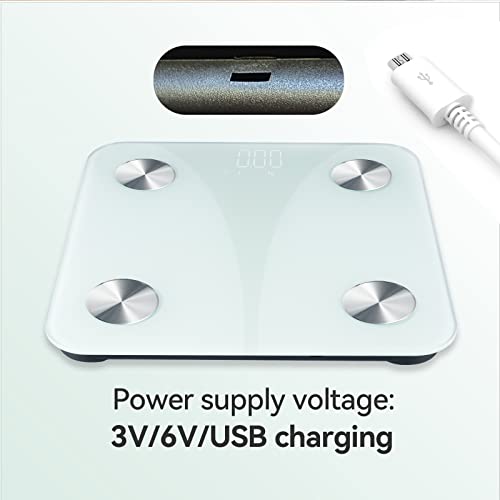 Smart Scale for Body Weight-with APP Digital Bathroom Scale, Precise Measurement Bluetooth Body Fat Scale, Heart Rate Monitor, Body Fat Measurement Device, Rechargeable Smart Scale