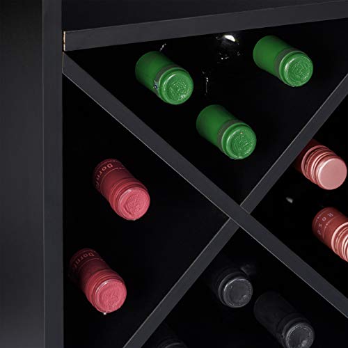 Relaxdays Weinregal mit Glashalter, 22 Flaschen, freistehend, Wein und Sekt, Hausbar HxBxT: 96 x 63 x 35 cm, schwarz – Bild 7