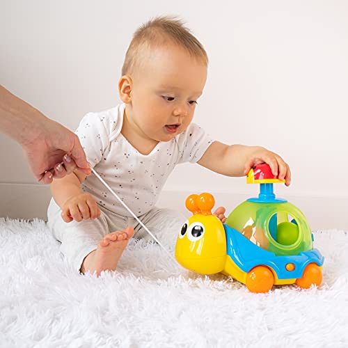 Press & Spin Balls Snail Pull Toy for 1 Year Old Toddlers & Up Cause