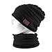 Bluetooth Beanie Winter Music Hat, Wireless Earphone Beanie Headphones with HD Stereo Speakers Built-in Microphone, Extra Free Neck Warmer for Men Women Black primary
