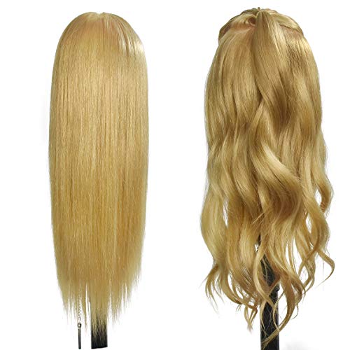Training Head 24 inch 70% Real Human Hair Cosmetology Hairdressing Mannequin Manikin Doll With Makeup Function + Free Clamp