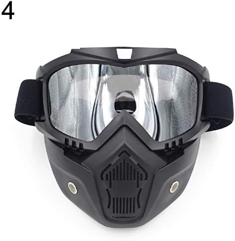 dljztrade Detachable Goggle Helmet Glasses Universal Motorcycle Ski Bike Open Face Mask (1Pcs)