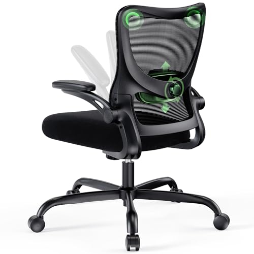 Silla Escritorio Ergonomica: Silla Oficina de Computadora con Respaldo Alto de Malla y Soporte Lumbar Ajustable Silla Giratoria para Tareas Trabajo con Ruedas, Reposabrazos 3D