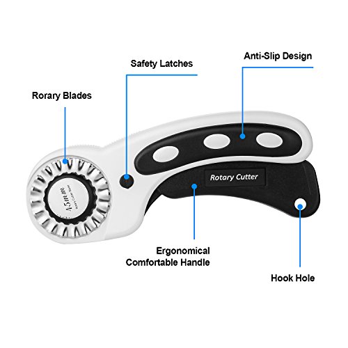 image for 45mm Rotary Cutter Set, AGPtEK Rotary Cutter with 7 Replacement Rotary