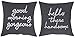EURASIA DECOR Set of 2 Pcs Hello Handsome Good Morning Gorgeous Embroidered Square Accent Throw Pillow Cover - Gift for Wedding, Couple, Anniversary, Bedroom Decor - 18x18 Inches, Dark Grey