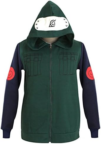 Mens Womens Naruto Cosplay Costume Kakashi Hatake Hoodie Zipper Anime Hoody Coat