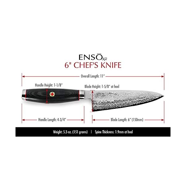 Enso SG2 Chef's Knife Made in Japan 101 Layer Stainless Damascus, 6