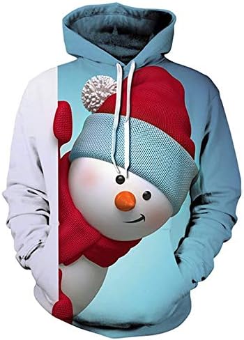 Shensee Me‘s Hoodies Sweatshirt Ugly Christmas 3D Graphic Snowman/Sant Claus Printed Plus Size