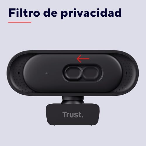 Trust Ovala Webcam 2K QHD with Microphone, Noise Reducer, USB-C/USB-A, Privacy Filter, 75° Viewing Angle, Fixed Focus 30 FPS, Web CAM for Mac Computer Windows Skype Zoom Teams, Black
