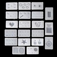 Cicitop 20Pcs 3D Silicone Nail Art Decor Expory Resin Cabochon Jewelry Pendant Mold Set Resin Jewelry Molds