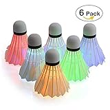 IYAYA LED Badminton Shuttlecock Dark Night Glow Birdies Lighting For Outdoor & Indoor Sports Activities, 4-piece