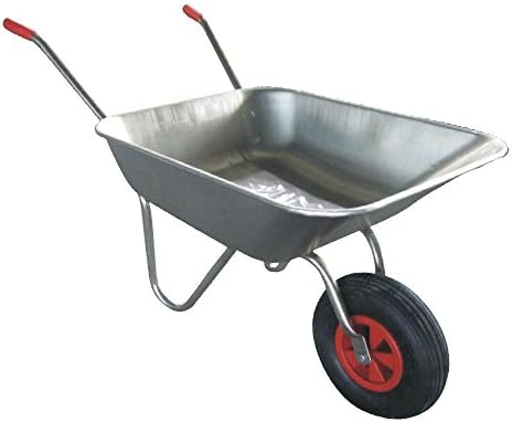 As Direct Ltd ™ Galvanize Metal Wheelbarrow Cart Inflatable Pneumatic Tyre - Silver