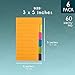 Best Paper Greetings 6-Pack Colored Divider Sticky Notes, Color Coded Index Tab Stickers, Bookmark Page Markers, 360 Ruled Sheets, 3 x 5 Inches