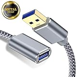 Capshi USB Extension Cable 3.0 - A-Male to A-Female - 1 Pack 3Ft USB 3 Extension Cord Nylon Braided USB3 Keyboard/Mouse Cable Extender High Speed USB Controller Drive Extension Cable 1M