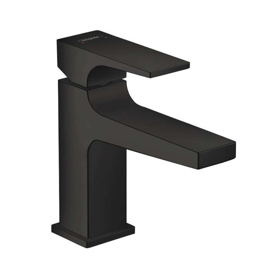 hansgrohe 32500670 Metropol Single Tap 100 with Lever Handle for Hand Washbasins with Push-Open Drain Fitting Matte Black Mixer, spout Height 100 mm