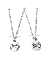 Mejores amigos, Set de 2, Pinky Promise Collar, BFF joyas, hermanas Juego de Collar con collar con colgante, Pinky Jurar mejor regalo, simple, Everyday joyas, encanto collar