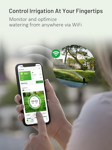HiOazo WiFi Irrigation Control Unit 6 Zones 16 Irrigation Programs Smart Weather Jumps Water Calculation Manual Watering Control Unit for Garden Watering Greenhouse HSC-600W
