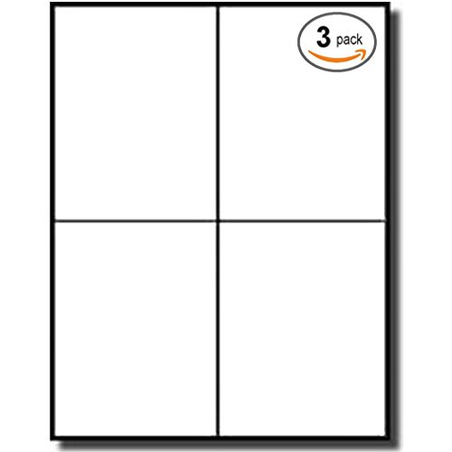 4 Labels per sheet 1200 White Blank Quarter Sheet Self Adhesive Shipping Labels for UPS, USPS, FedEx, DHL, Endicia