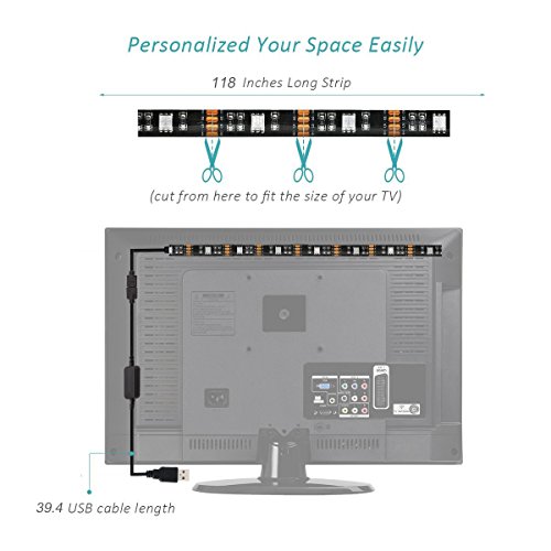 ANSCHE 3M(9.84ft) TV Backlight Kit, LED TV RGB Strip Lighting for HDTV Remote Control 20 Color&Mode Bias Mood Lights USB Powered Stick-on Rope Light Ambient Decoration IP65 Waterproof
