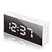 GLOUE Led Digital Alarm Clock,Alarm Clocks Bedside Temperature Display- Snooze and Large Display- Adjustable Brightness - USB Port and Battery Back Up, Bedroom Mirror Travel Alarm (White Light)