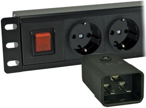 4 Way Schuko Neon Switch 19" Horizontal Rack Mount PDU - 16amp IEC C20