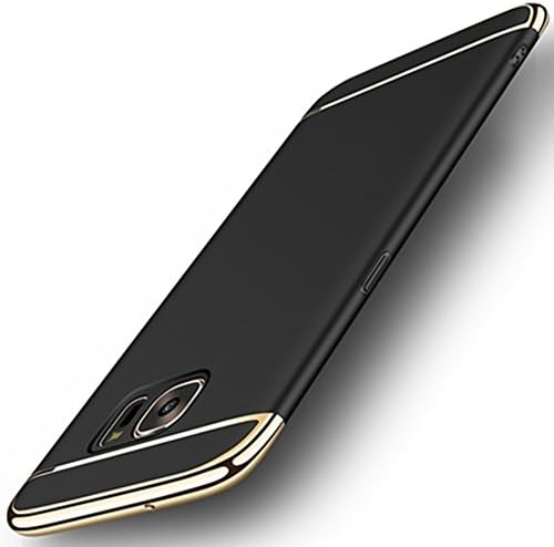 Samsung Galaxy S7 Edge Plastic Case ,JINRUNHU Ultra Thin 3 in 1 Design DIY Matte Plating Shell Slim Hard Shockproof Case Coated Non Slip Anti-Fingerprint Back Cover For Samsung S7 Edge [Black]