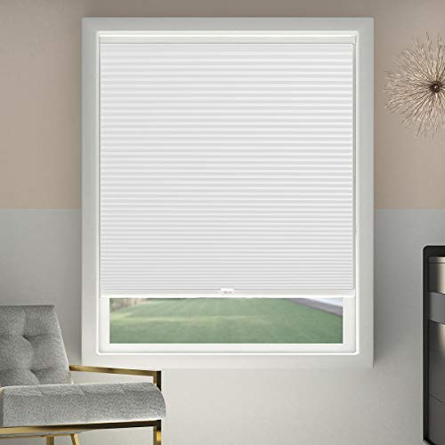 SBARTAR Cellular Shades Cordless Blackout Honeycomb Blinds Fabric Window Shades White(Blackout), 36" W x 64" H